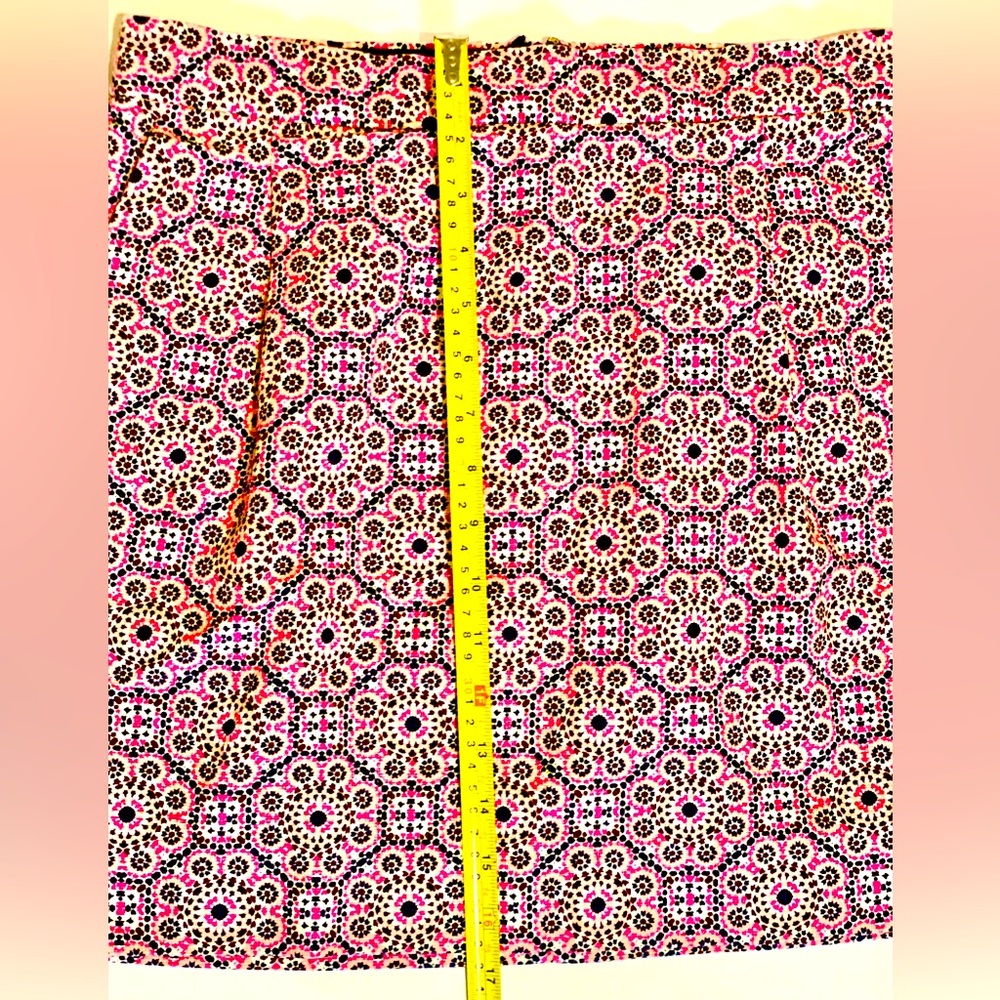 J. Crew Skirt Multicolor Pink Geometric Lined Pockets A-Line Mini Size 6 - Picture 5 of 8